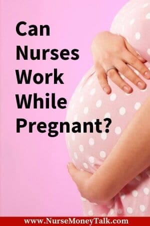 A picture of a pregnant nurse.