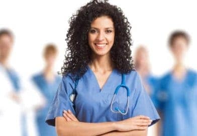 a charge nurse standing in front of other nurses