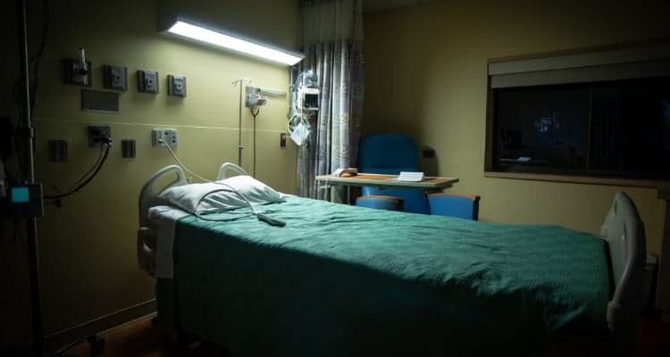 a hospital room at night