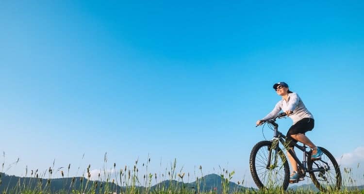 a nurse riding a bike on her day off