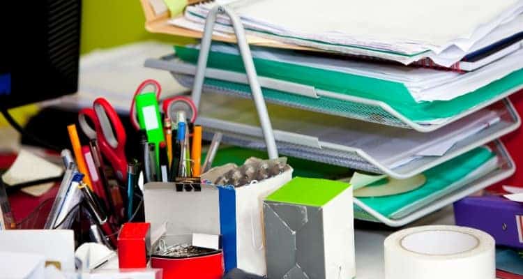 a messy nurses desk