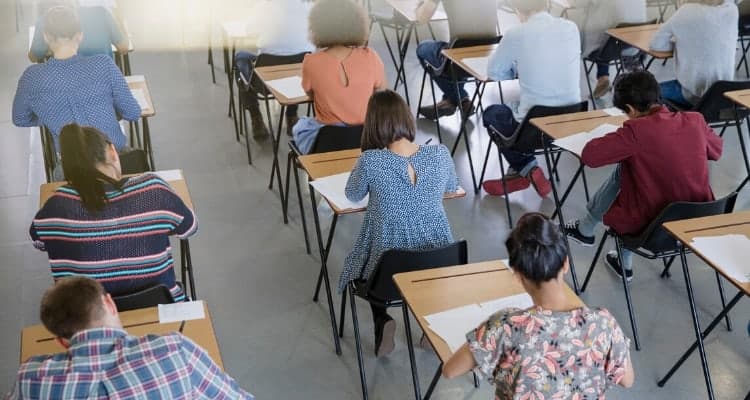 a class taking a test