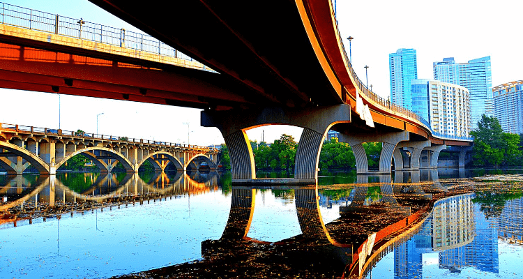 Bridge reflection in Austin, Texas