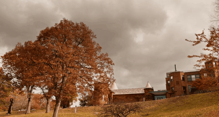 Neighborhood during autumn in Chestnut Hill, Massachusetts