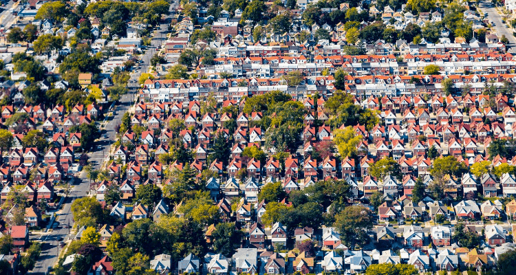 Top view of a village in Rockville Centre, New York