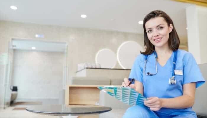 a clinic nurse working