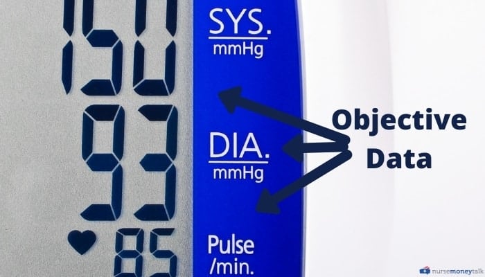 blood pressure and heart rate objective data examples