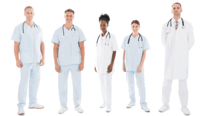 nurses wearing white scrubs