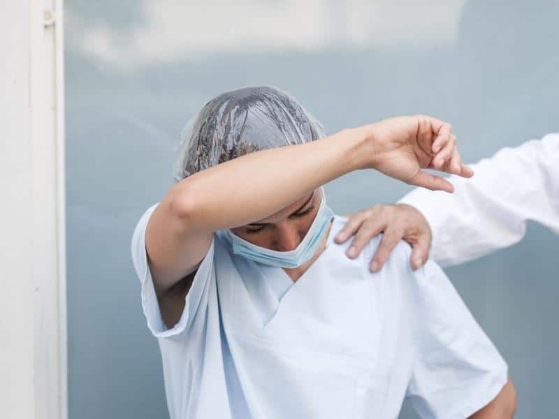 nurse working in stressful condition