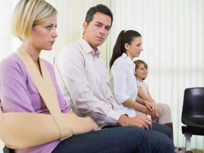 injured woman upset and  waiting