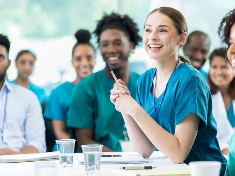 a nursing student in a classroom