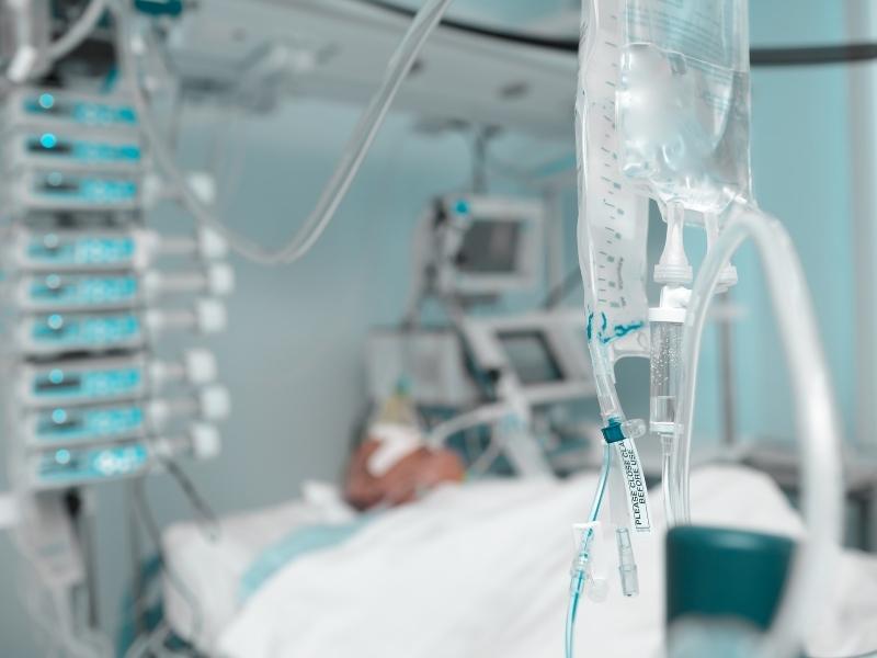 a patient on a ventilator in the icu