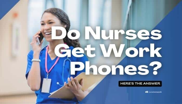 a nurse talking on work phone