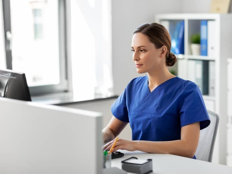 woman on computer