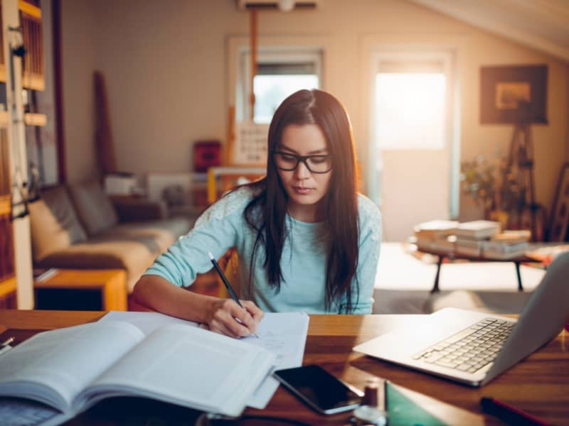 woman studying