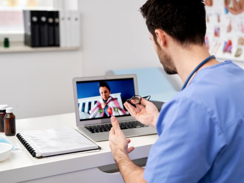 male nurse conduction video call